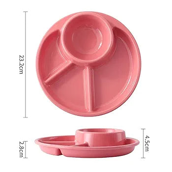 4 COMPARTMENT ROUND PLASTIC DINNER PLATE