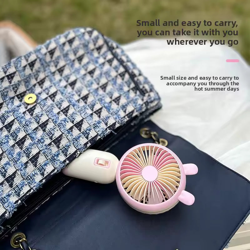 MINI HANDHELD FAN PORTABLE USB RECHARGEABLE 3 SPEED COOLING ✅
