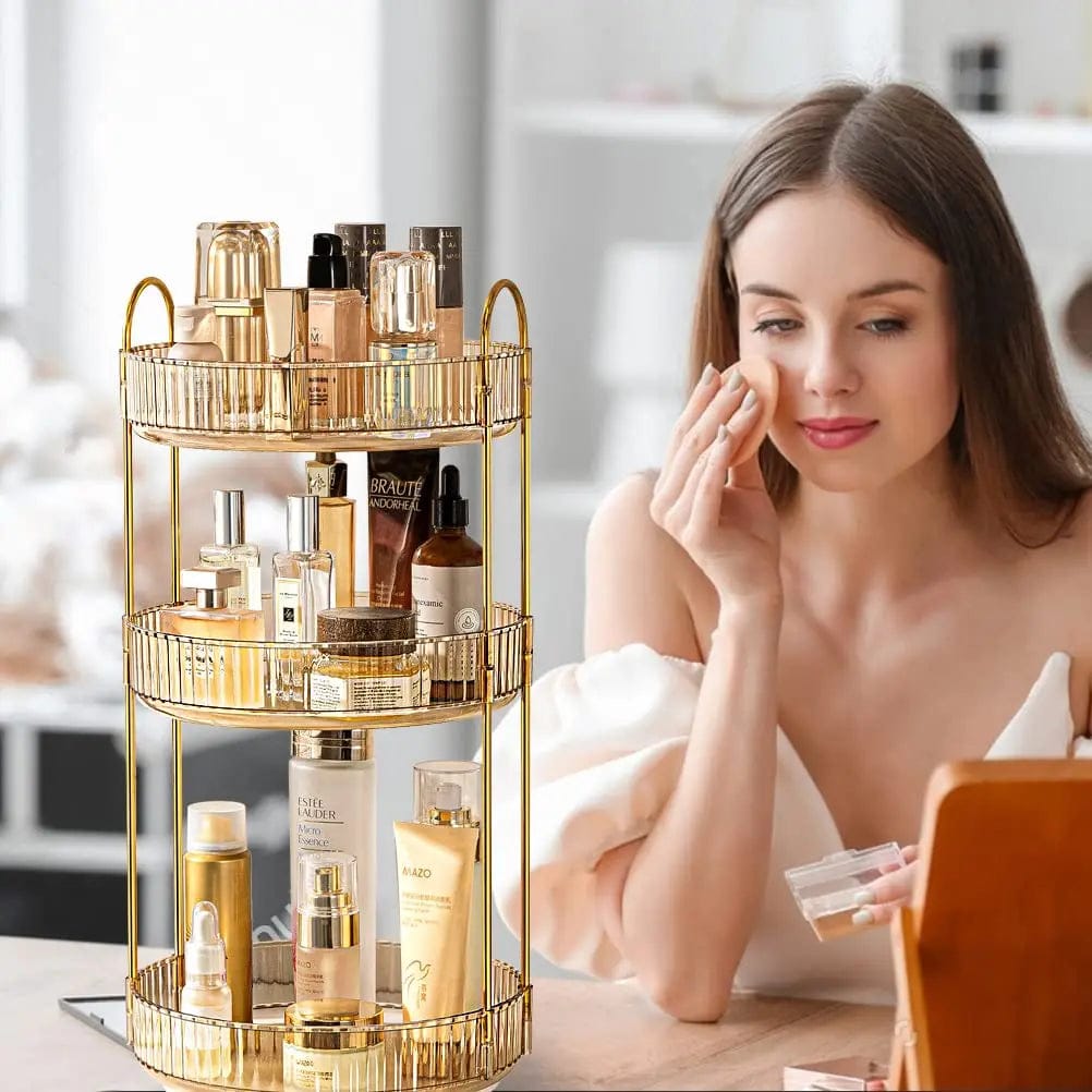 CRYSTAL 3 TIER ROTATING COSMETICS ORGANIZER