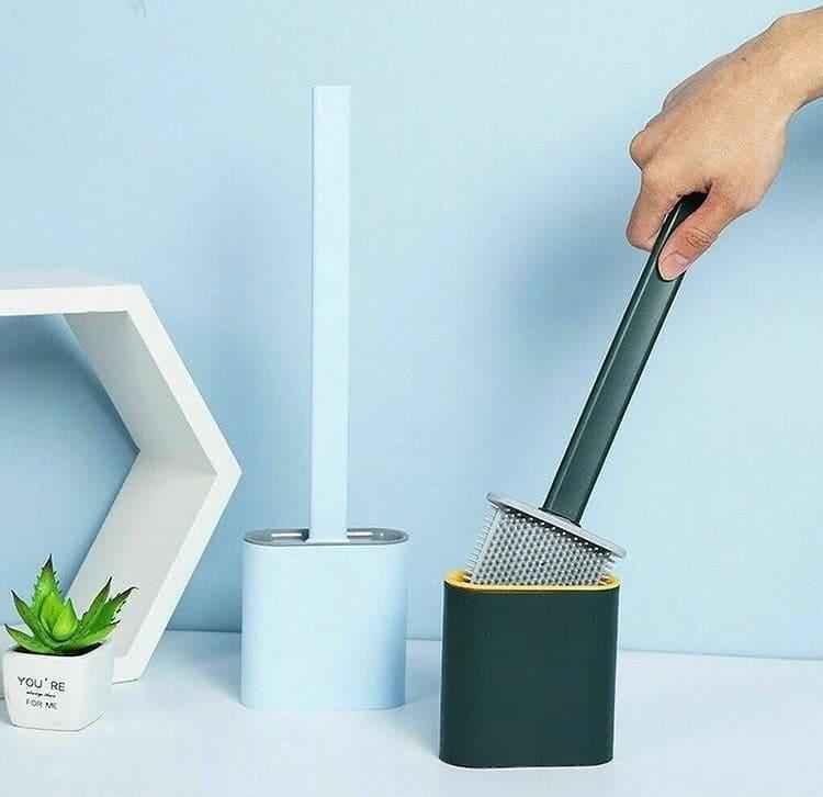 SILICONE TOILET BRUSH SET EASY CLEAN HOLDER