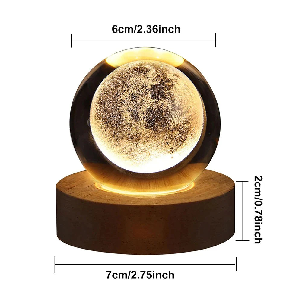 PRODESIRE™ 3D CRYSTAL GALAXY BALL NIGHT LAMP WITH WOODEN BASE