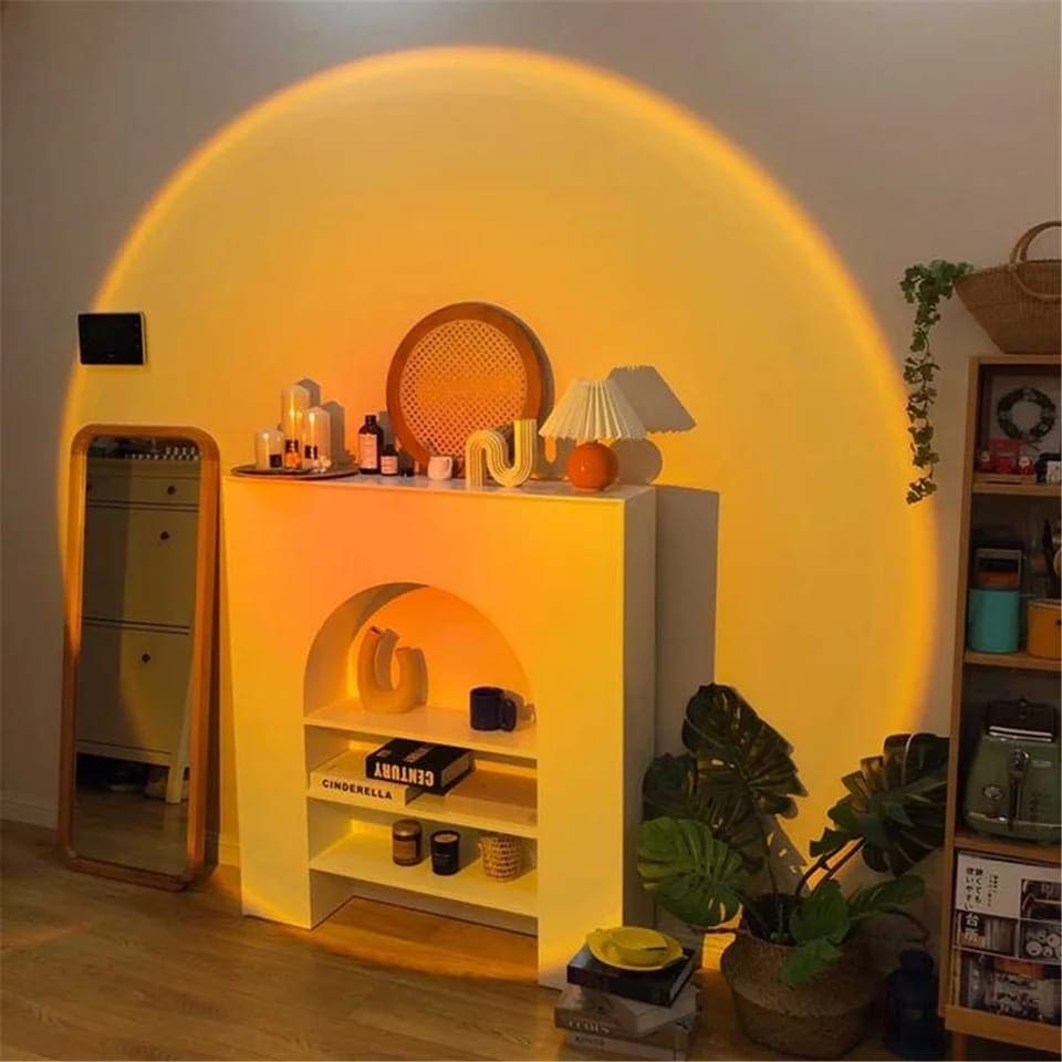 BEDROOM MOOD LIGHTING WITH SUNSET PROJECTOR LAMP