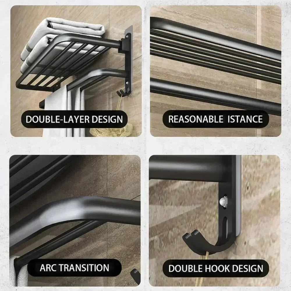 DURABLE WALL TOWEL RACK – MATTE BLACK STEEL FINISH