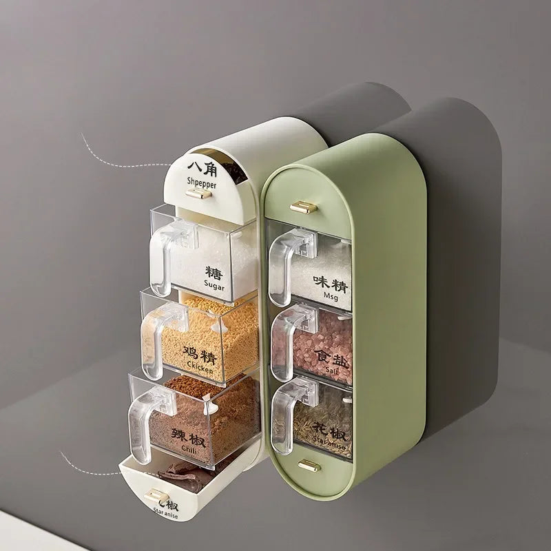 WALL HANGING SPICE ORGANIZER WITH REMOVABLE CUPS