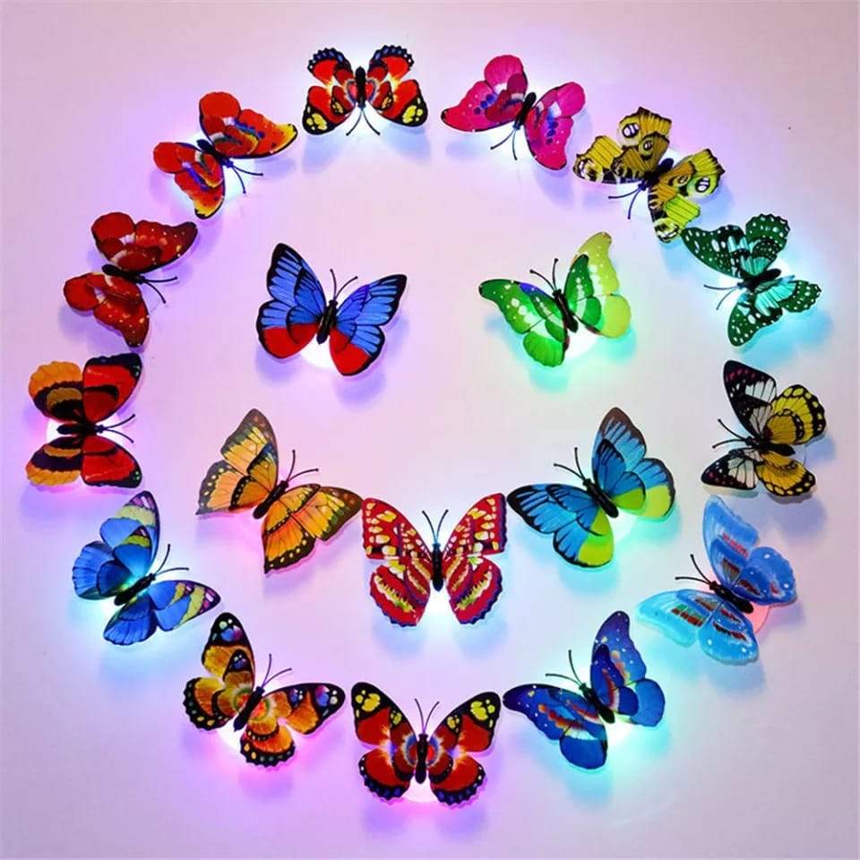 PACK OF 6 LED BUTTERFLY WALL STICKERS