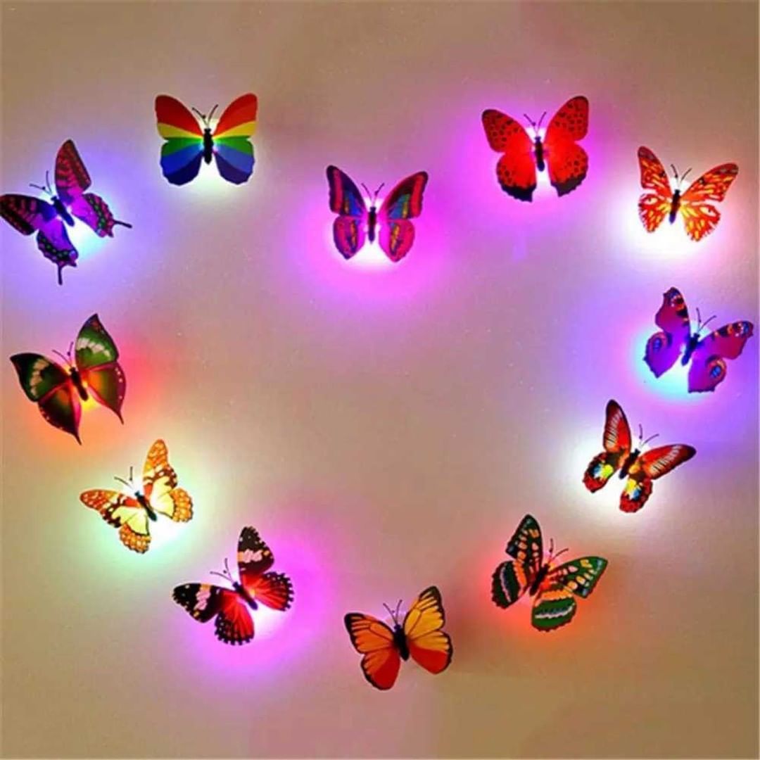PACK OF 6 LED BUTTERFLY WALL STICKERS